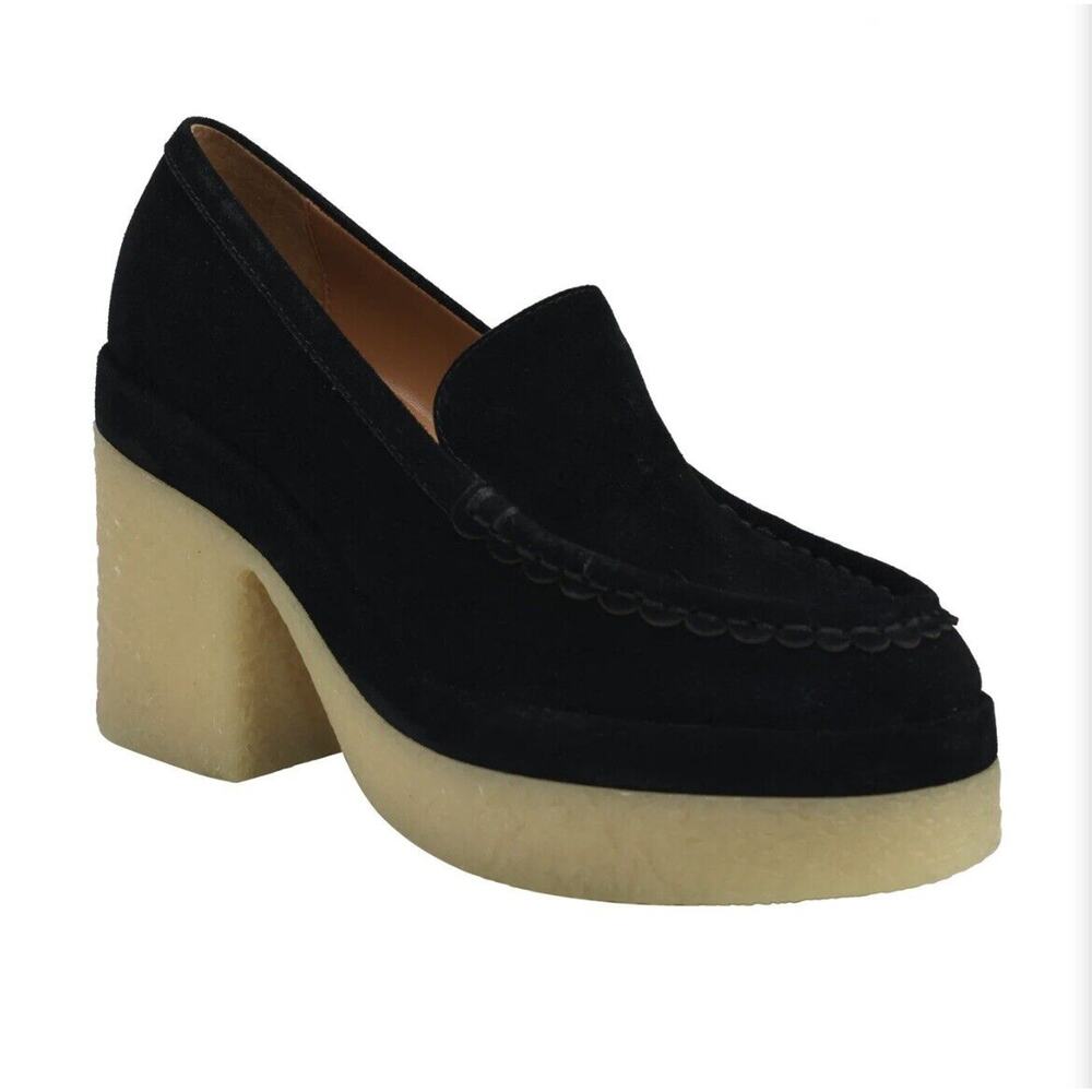 MARC FISHER Lina Platform Loafer suede Black platform 8.5 New $160